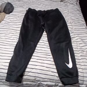 Nike Black Joggers with White Swoosh — Kids Sweatpants